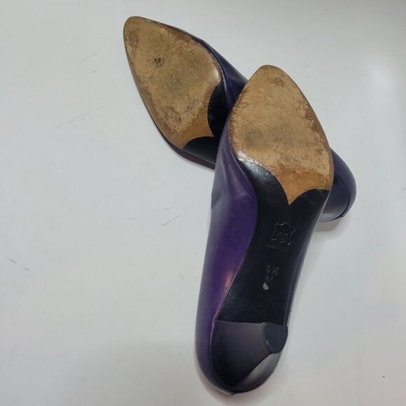 YSL Paris Vintage 2Tone Purple Leather Heels - Picture 9 of 16